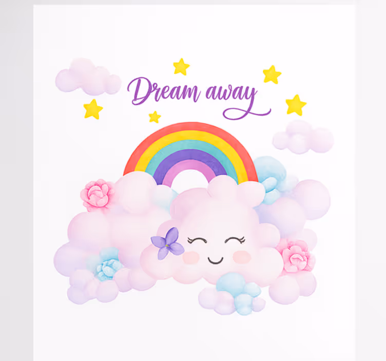 Roleta dla dzieci różowe chmury i tęcza - TenStickers