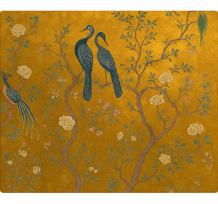 Roleta do salonu ozdobna złota chinoiserie - TenStickers