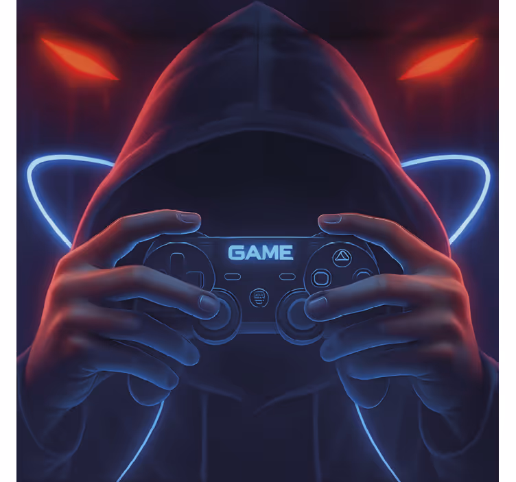 Roleta gamer gracz w kapturze neonowym - TenStickers