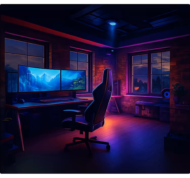 Roleta gamer futurystyczna neonowa konfiguracja gry - TenStickers