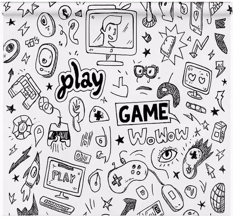 Roleta gamer czarno-biały projekt gier - TenStickers
