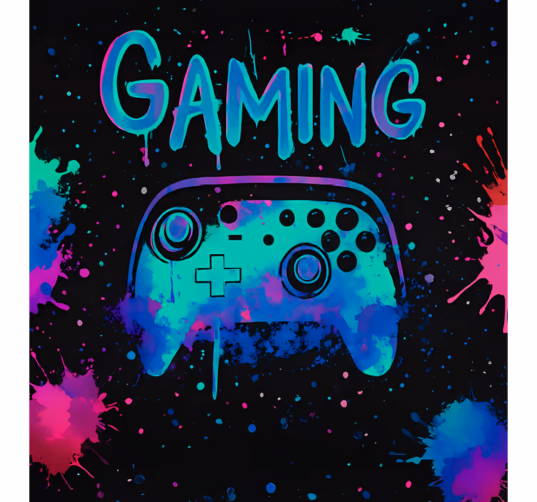 Roleta gamer kontroler na tle neonowych plam - TenStickers