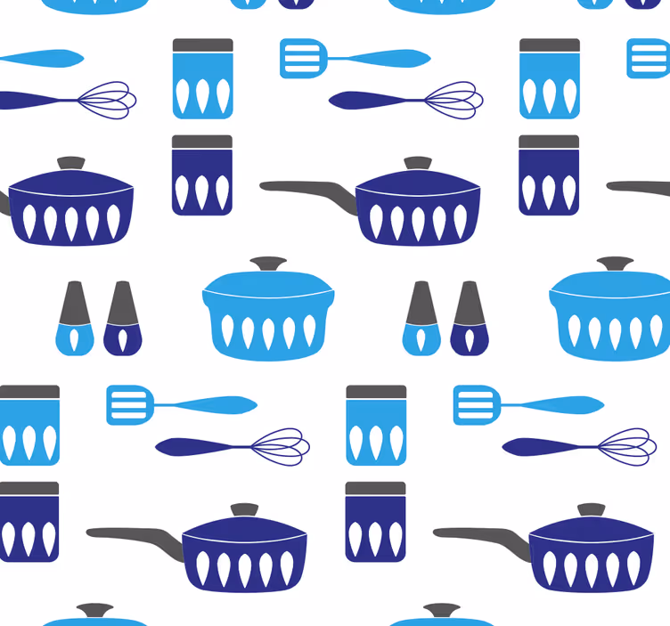 Roleta do kuchni w niebieskie wzory sztućców - TenStickers