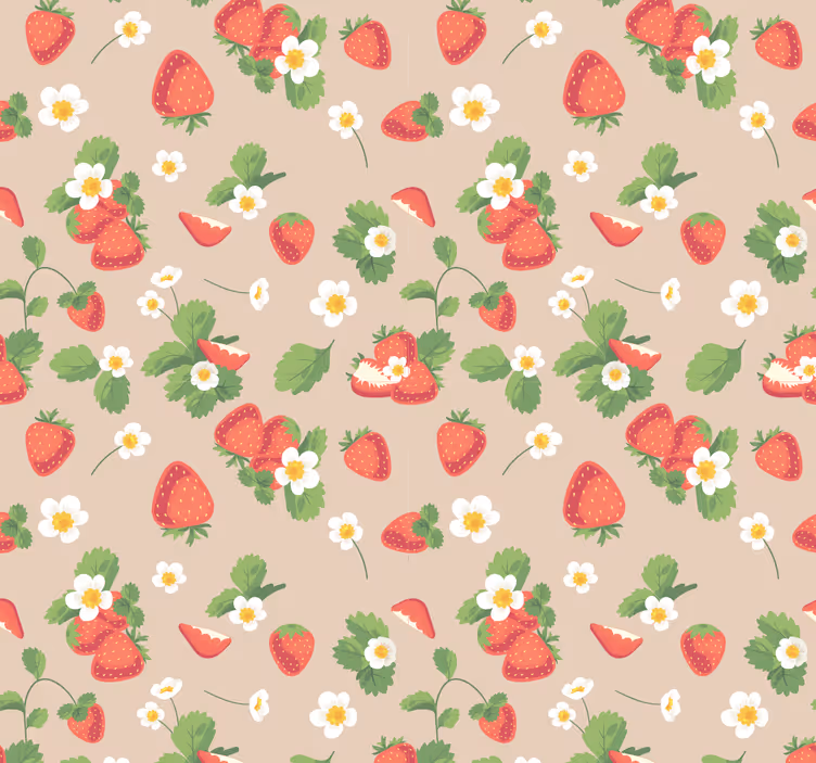 Roleta do jadalni truskawki i kwiaty - TenStickers