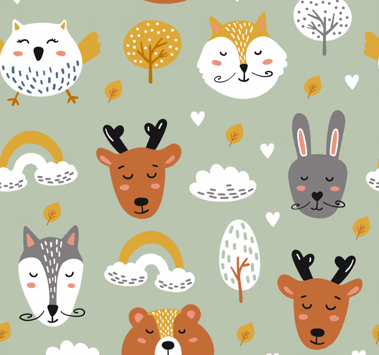 Roleta dla dzieci z leśnymi zwierzętami skandynawskimi - TenStickers