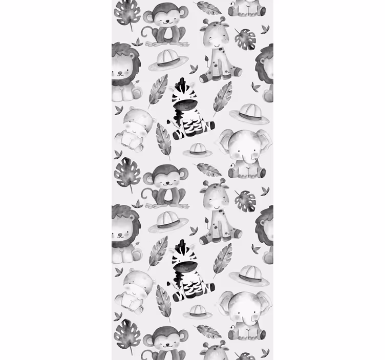 Roleta dla dzieci z szarymi zwierzętami w zoo - TenStickers