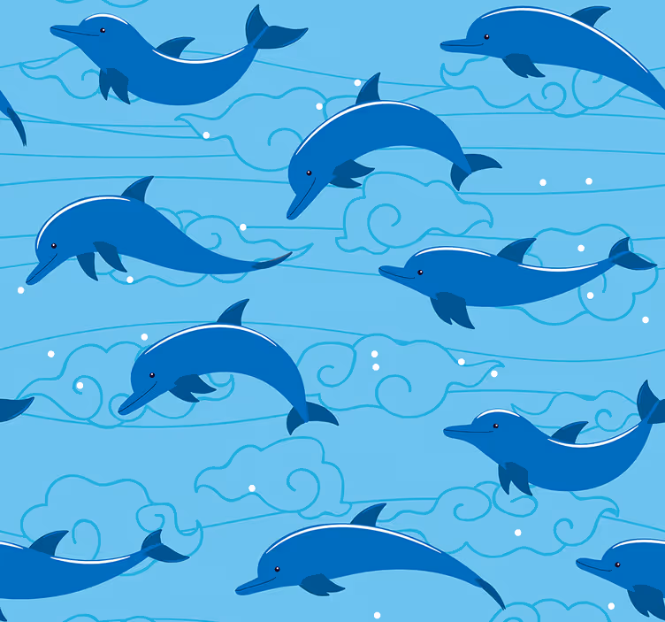 Roleta dla dzieci niebo z chmurami i delfinami - TenStickers