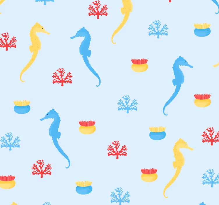 Roleta dla nastolatka z konikiem morskim i koralem - TenStickers