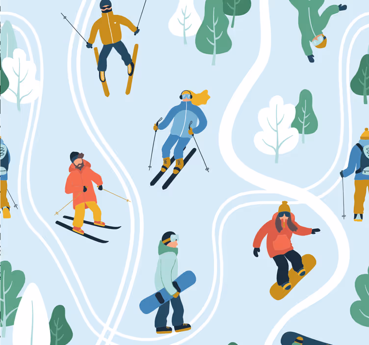 Roleta dla nastolatka niebieskie narty na stoku - TenStickers