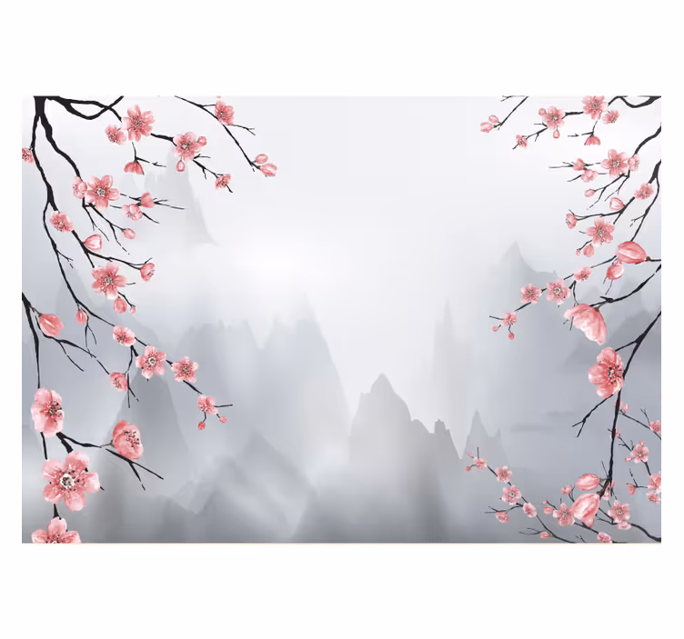 Roleta do kuchni gałęzie kwitnącej wiśni w japonii - TenStickers