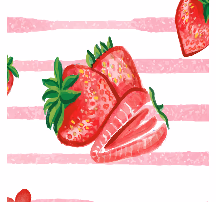 Roleta do kuchni w truskawki na paskowanym tle - TenStickers