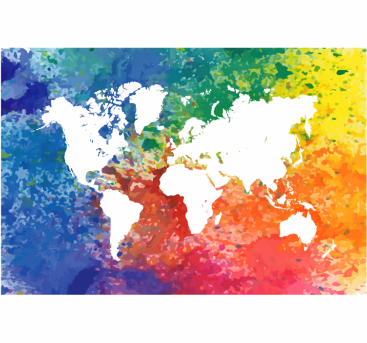 Roleta do salonu kolorowa mapa świata w sylwetkach - TenStickers