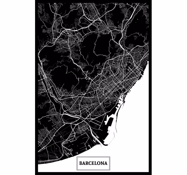 Roleta do salonu mapa topograficzna barcelony - TenStickers
