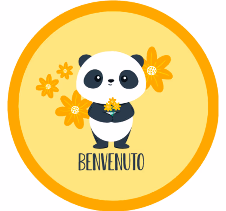 Żółta roleta panda witaj w moim pokoju - TenStickers