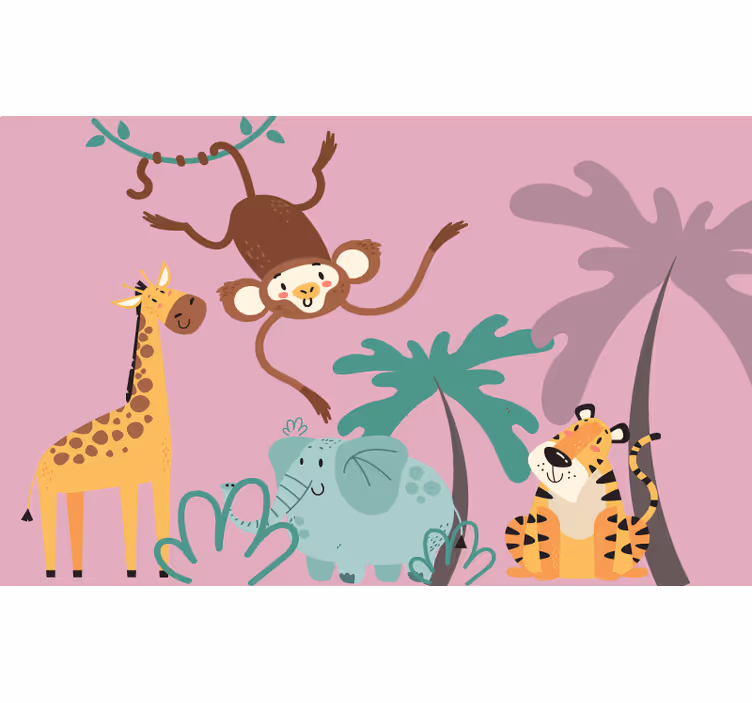 Fioletowa roleta z kolorowymi safari w kreskówce - TenStickers