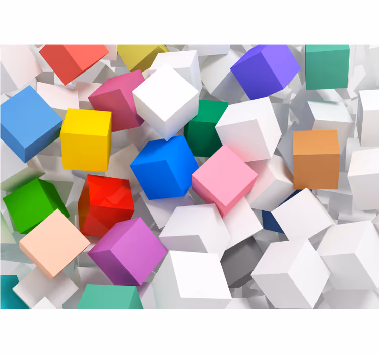 Roleta do salonu 3d kolorowe sześciany na ścianę - TenStickers