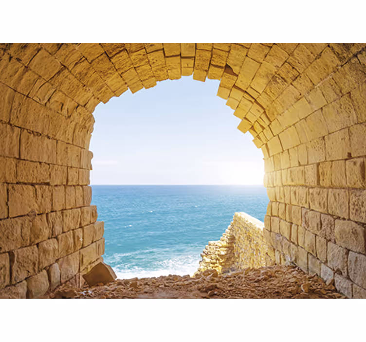 Roleta do salonu fototapeta jaskinia z widokiem na ocean - TenStickers