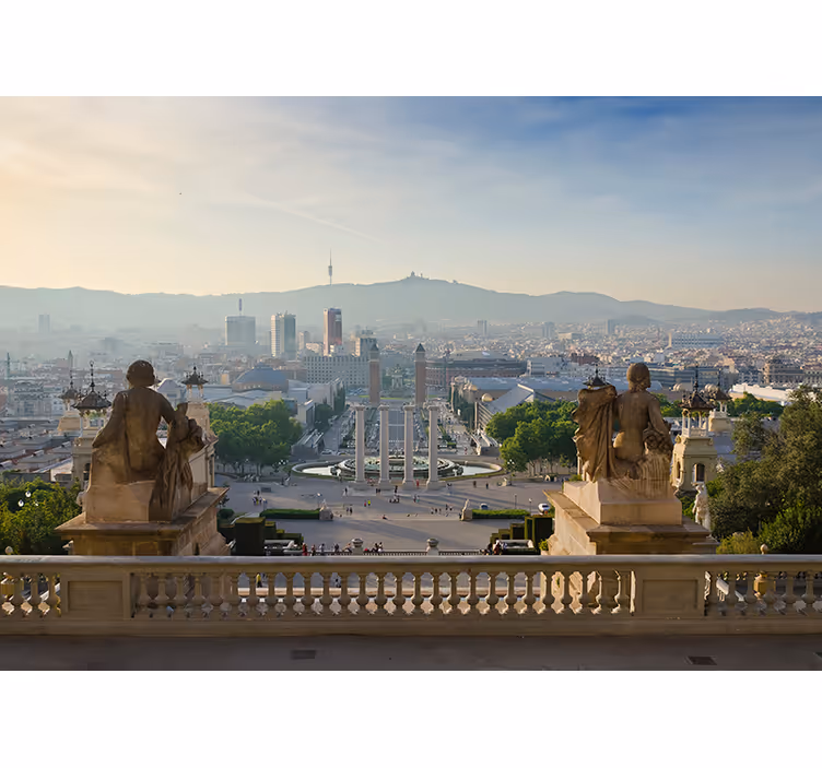 Roleta do salonu fototapeta barcelona fontanna montjuic - TenStickers