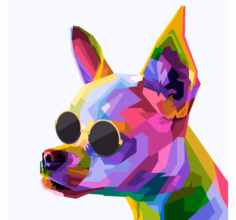 Roleta do salonu wielokolorowy chihuahua w okularach - TenStickers