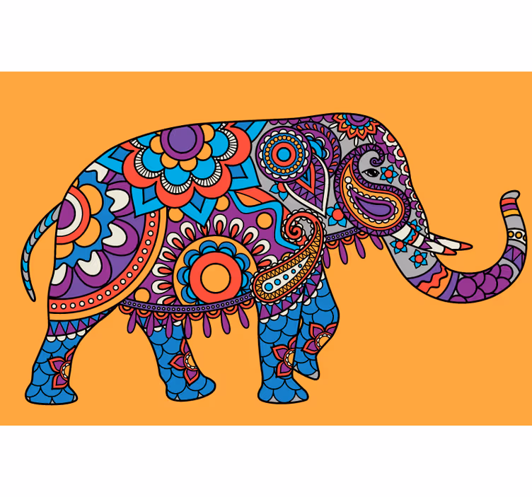 Roleta do salonu wielokolorowe mandala z słoniami - TenStickers