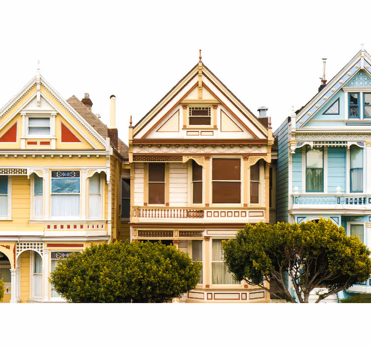 Roleta do salonu z wizerunkiem vintage domów san francisco - TenStickers