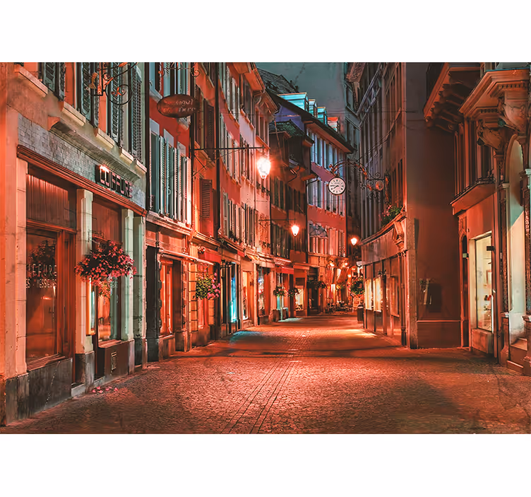 Roleta do salonu samotne miasto w nocy w szwajcarii - TenStickers