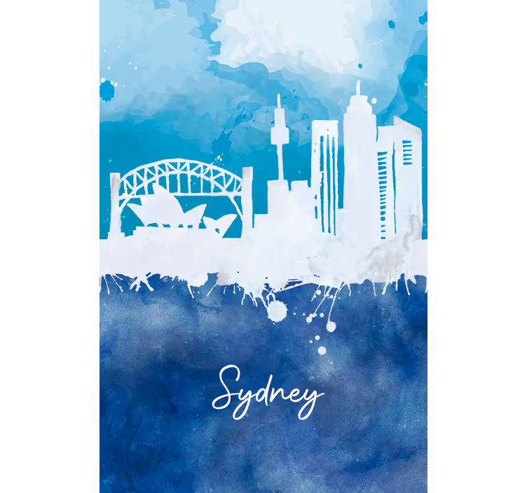 Roleta do salonu w akwarelowym skyline sydney - TenStickers
