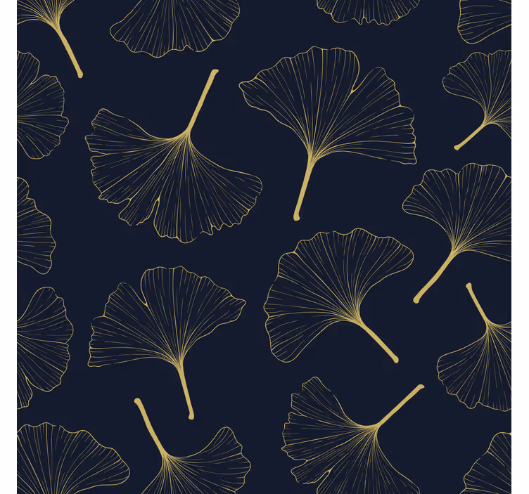 Roleta do salonu liście ginkgo 3d w złotym kolorze - TenStickers