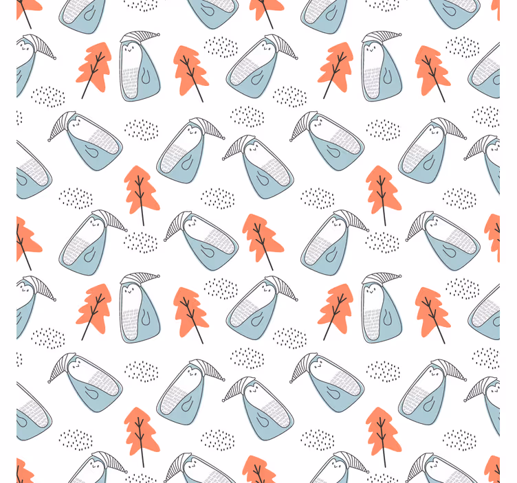 Roleta do salonu urocze minimalistyczne pingwiny z drzewami - TenStickers