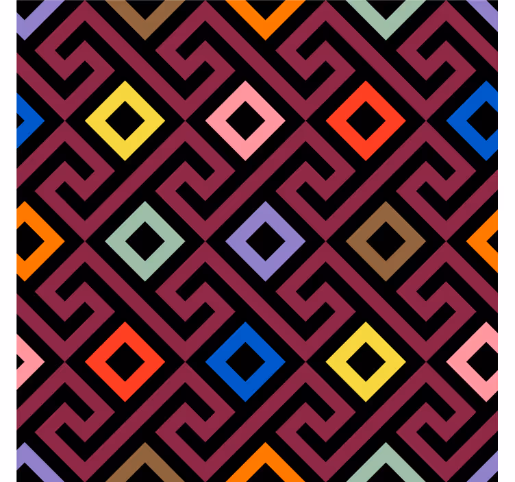 Roleta do salonu kolorowy geometryczny labirynt - TenStickers