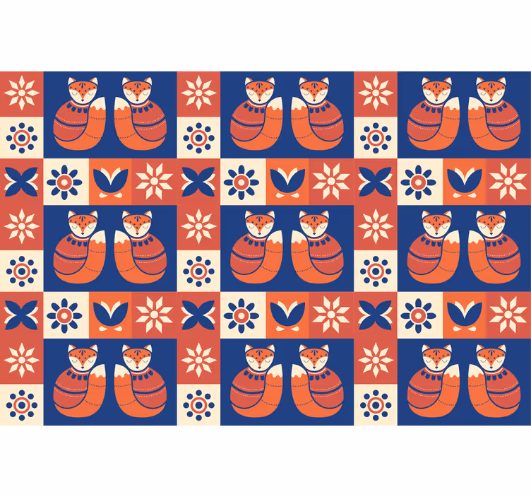 Roleta do salonu kolorowy wzór zwierząt w stylu tradycyjnym - TenStickers