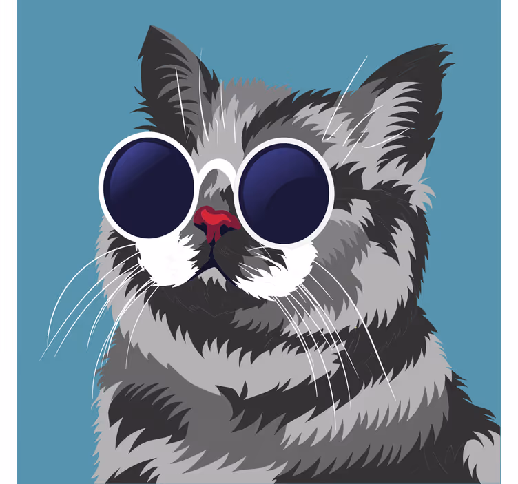 Roleta do salonu z zabawnym obrazkiem szarego kota - TenStickers