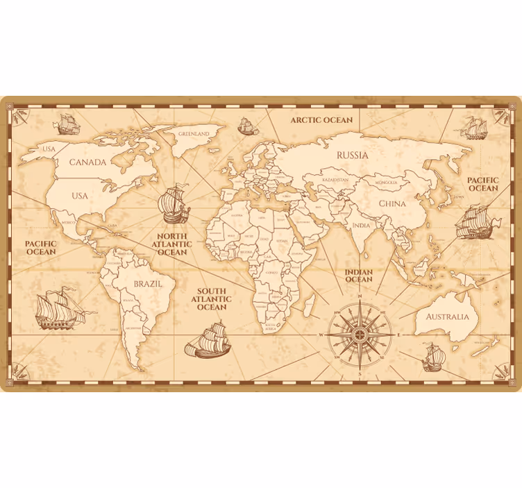 Beżowa roleta w stylu vintage z mapą świata - TenStickers