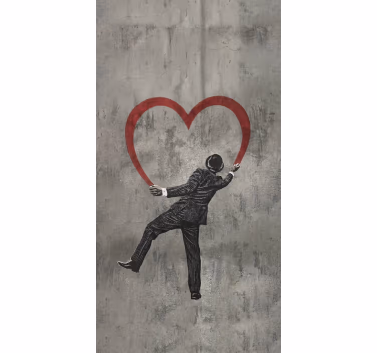 Szara roleta z graffiti serca banksy'ego - TenStickers