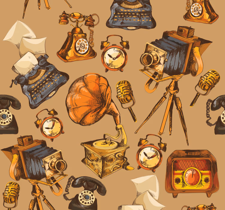 Roleta vintage z kolażem vintage obiektów - TenStickers