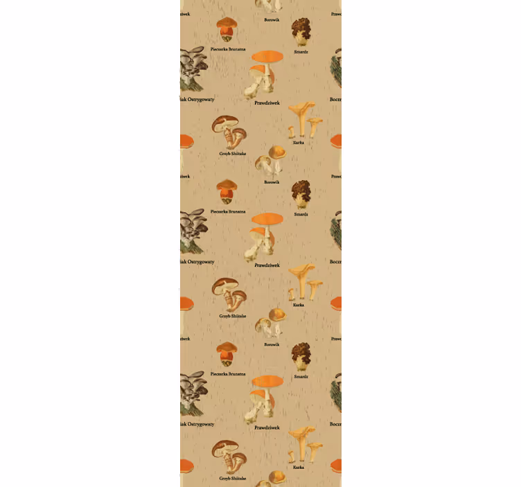 Roleta vintage z typami grzybów retro - TenStickers