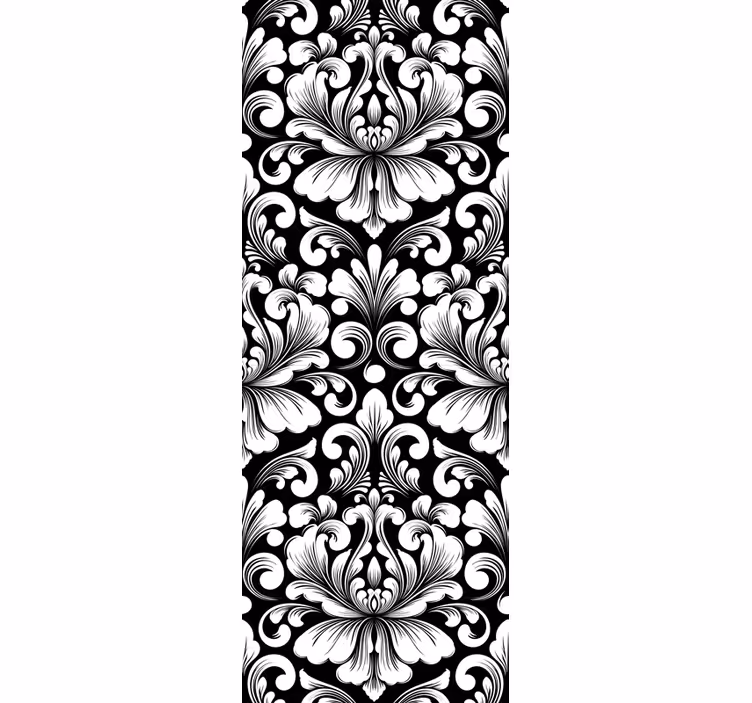 Roleta vintage w czarno-białym wzorze damaskowym - TenStickers