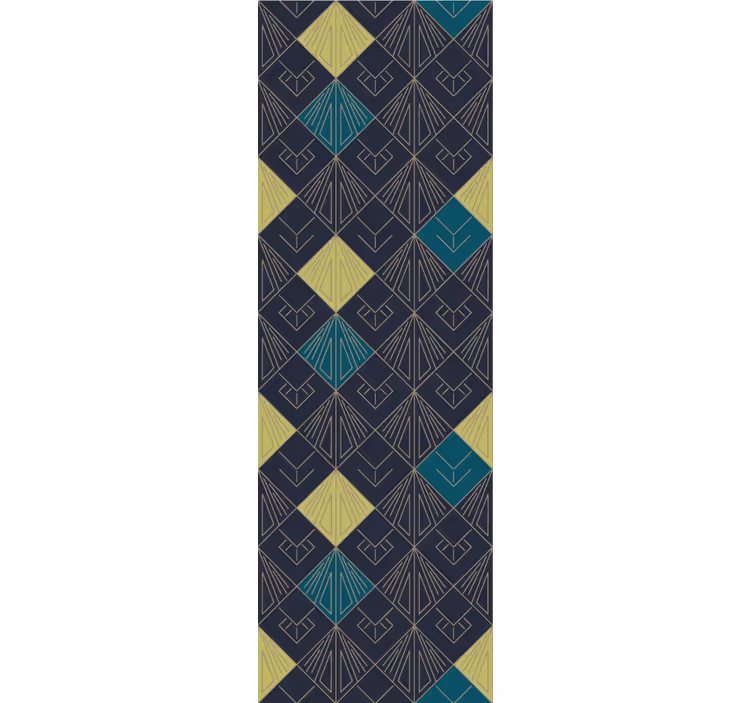 Roleta vintage w szarym i jasnoniebieskim wzorze art deco - TenStickers