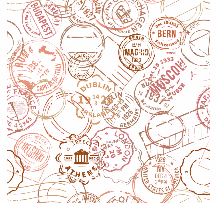 Roleta vintage z retro znaczkami - TenStickers