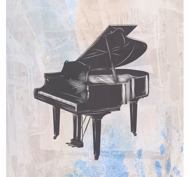 Roleta do salonu z shabby chic malowaniem fortepianu - TenStickers
