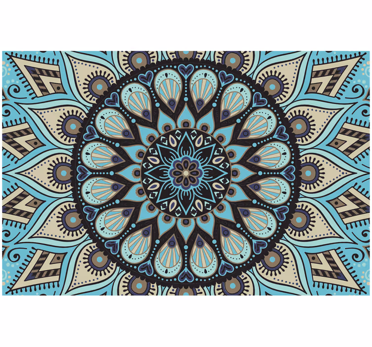 Roleta do sypialni etniczna mandala czarno-niebieska - TenStickers