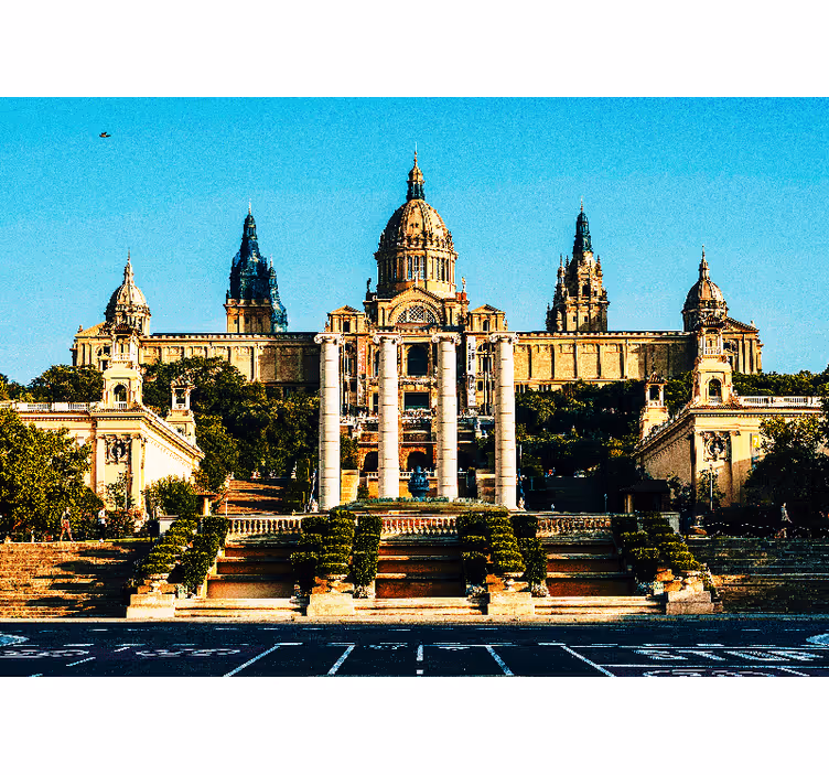 Roleta do sypialni z widokiem na oświetlony montjuic - TenStickers