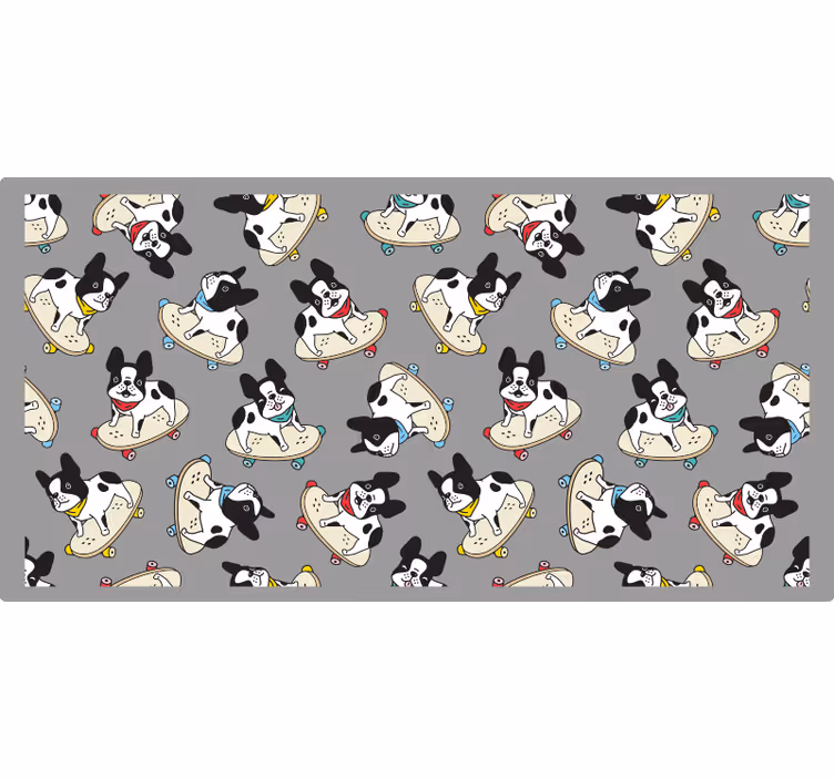 Szara roleta z bulldogiem na deskorolce - TenStickers