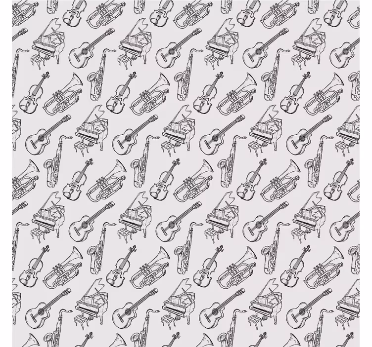 Szara roleta z motywem ręcznie rysowanych instrumentów - TenStickers