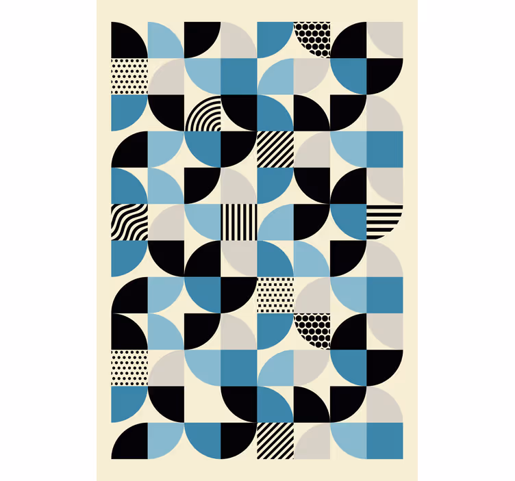 Roleta do salonu w retro niebieski wzór bauhaus - TenStickers