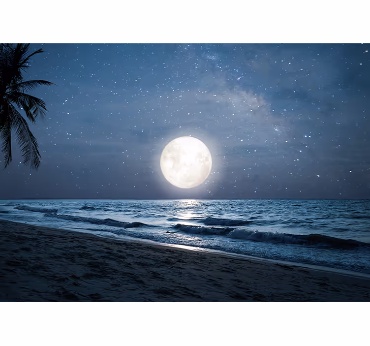 Roleta do sypialni piękne światło księżyca nad oceanem - TenStickers