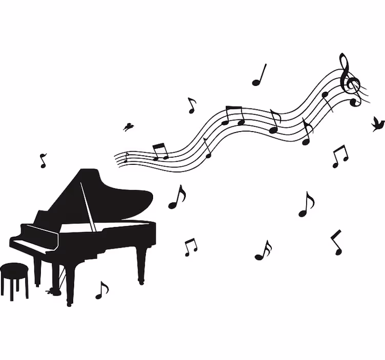 Biała roleta z nutami muzycznymi na pianinie - TenStickers