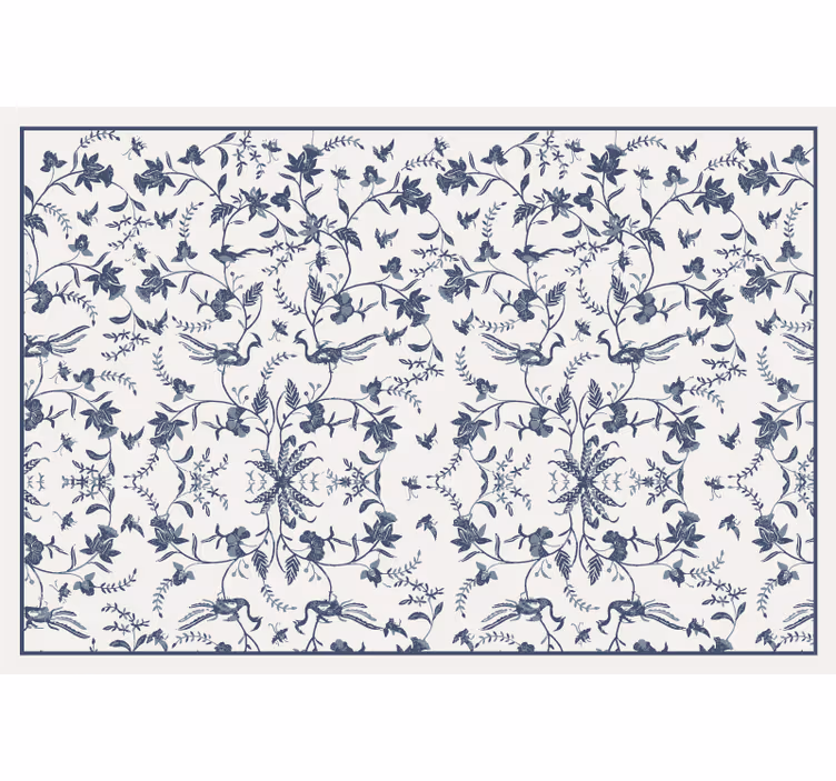 Roleta do salonu w niebieski wzór botaniczny - TenStickers