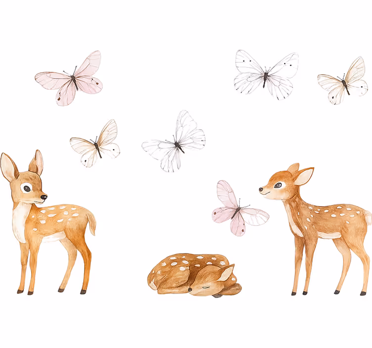 Roleta do sypialni małe jelenie z motylkami - TenStickers