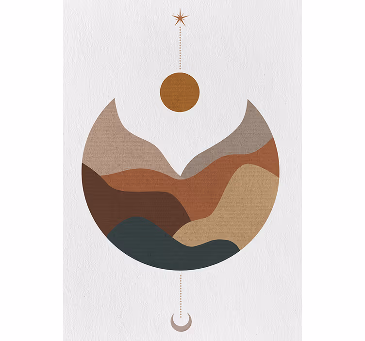 Roleta do sypialni minimalistyczny zachód słońca i góry - TenStickers